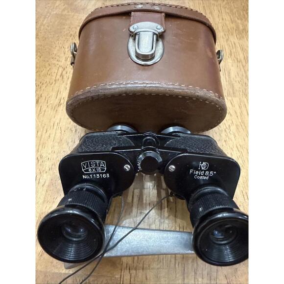Other - VTG Okaya Optical VISTA 6x15 Binoculars Field Spy Opera Glasses W/ Leather Case